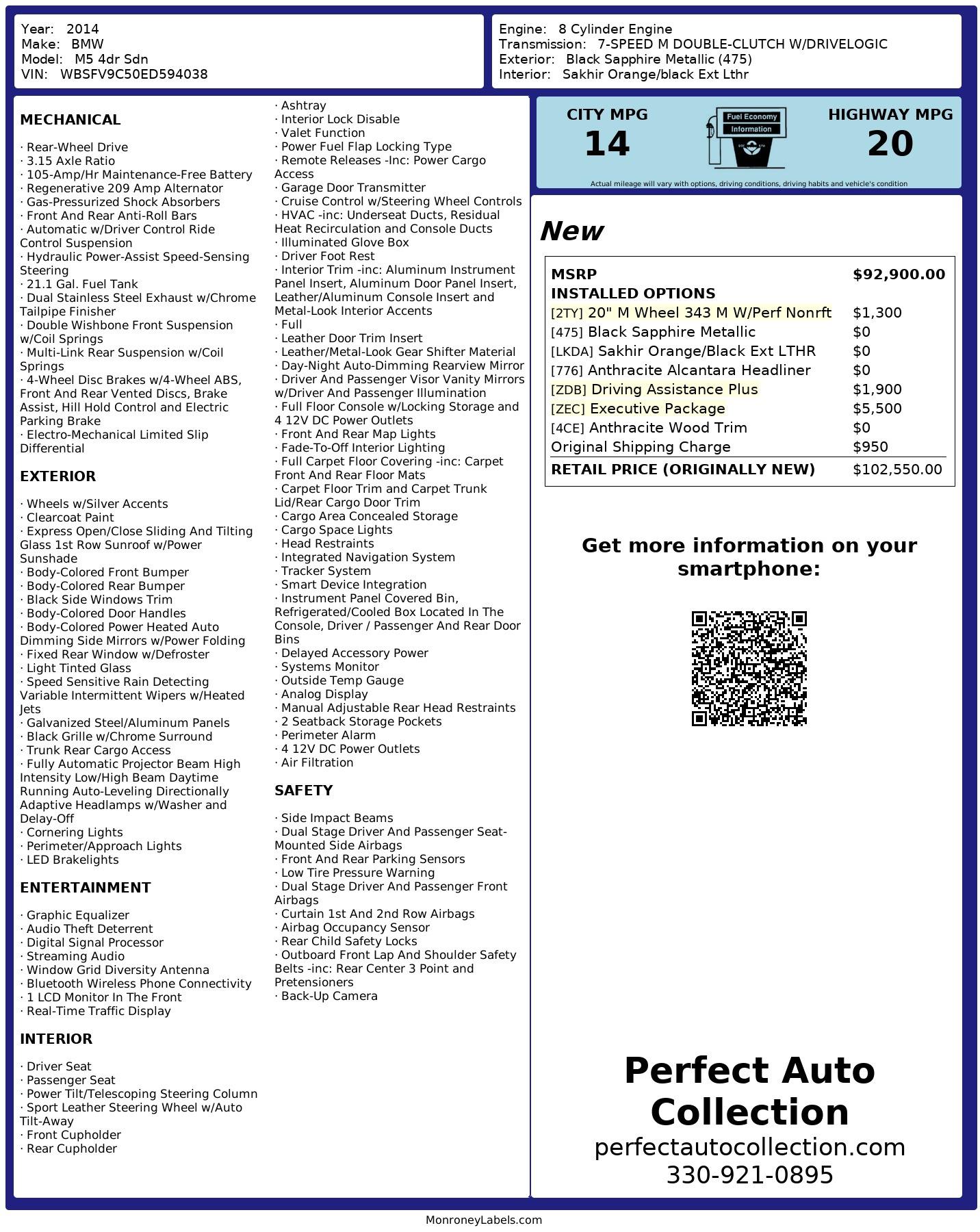 Used 2014 BMW M5 for sale $44,495 at Perfect Auto Collection in Akron OH 44310 4