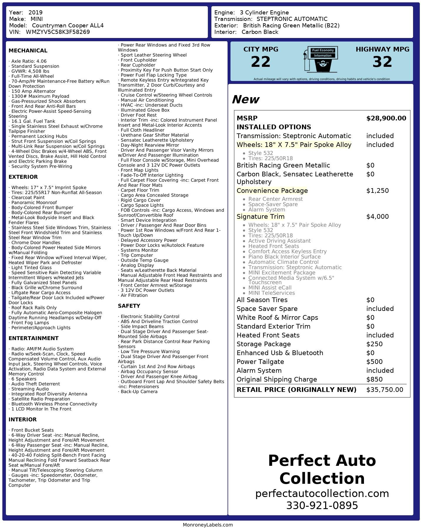 Used 2019 MINI Countryman Cooper ALL4 for sale $23,995 at Perfect Auto Collection in Akron OH 44310 2