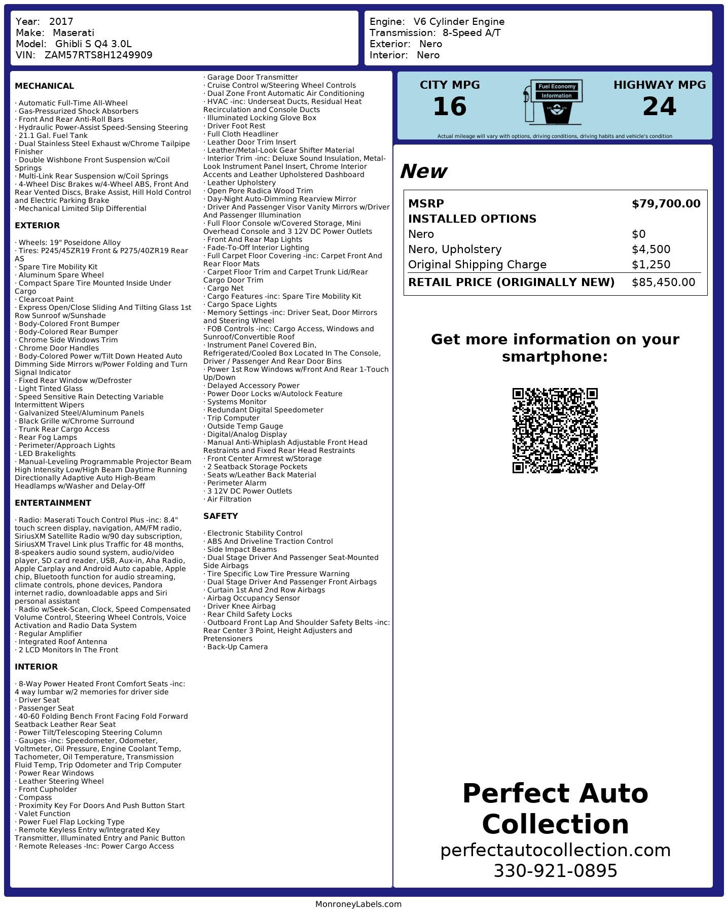 Used 2017 Maserati Ghibli S Q4 for sale $39,995 at Perfect Auto Collection in Akron OH 44310 4