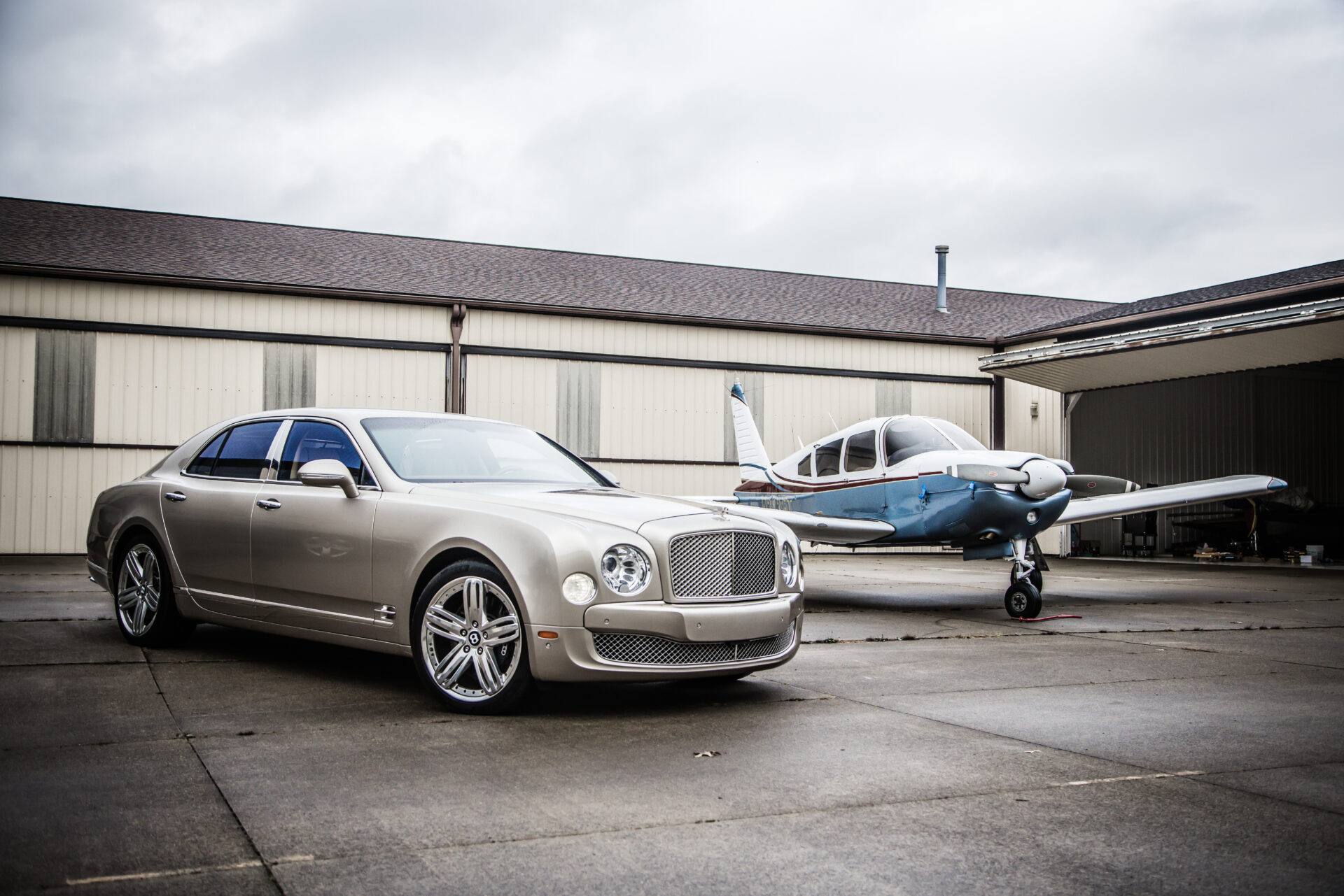 Bentley and plane